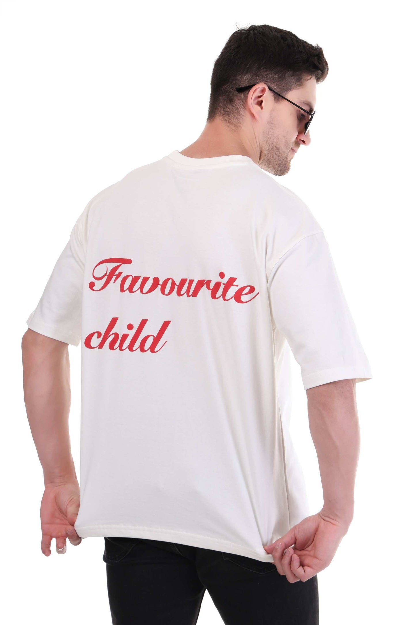 Fun Oversized T-shirt – Favourite Child Back Design in White