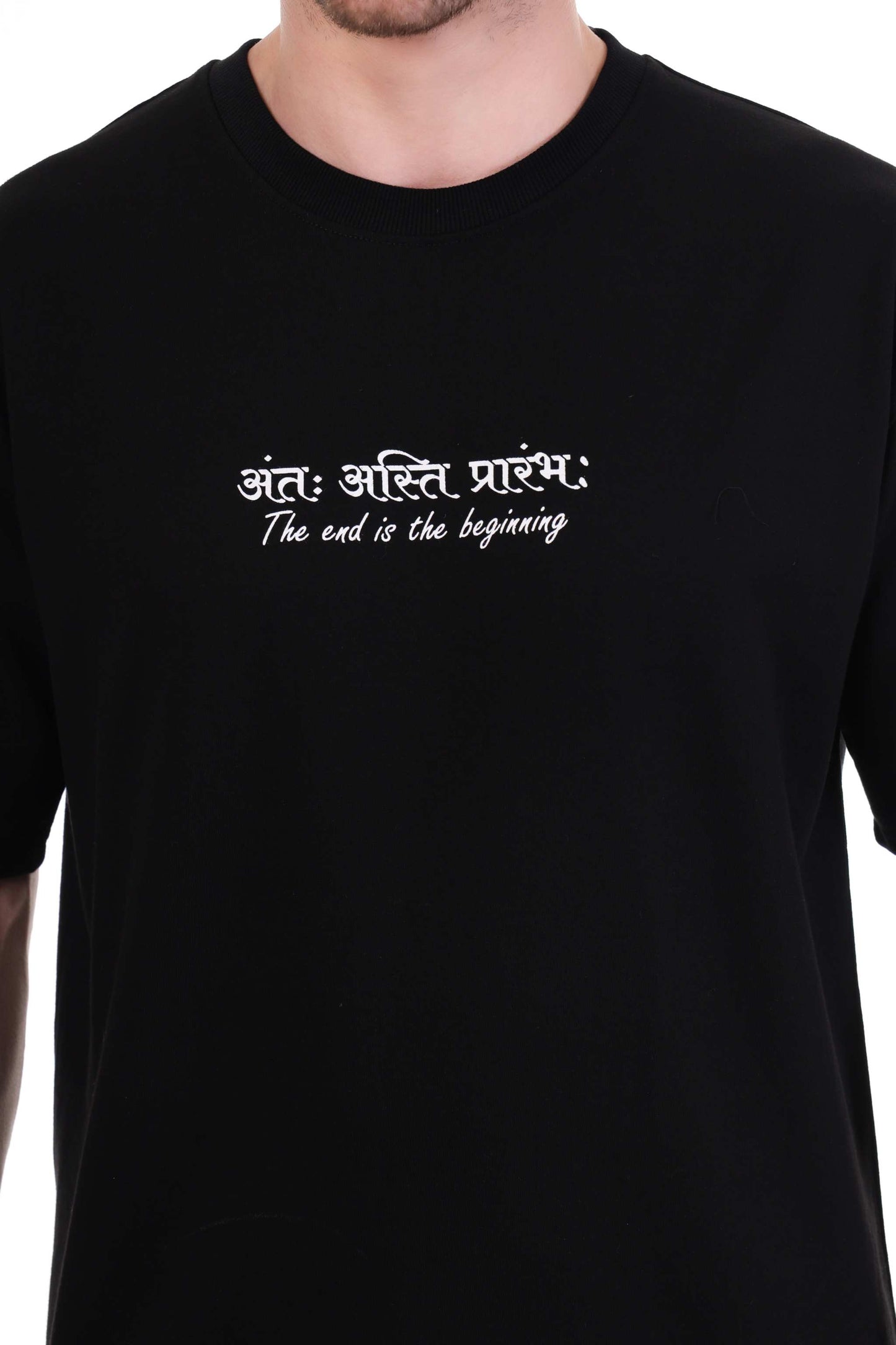 Oversized Cotton T-shirt – Black Heavyweight Sanskrit Graphic Tee