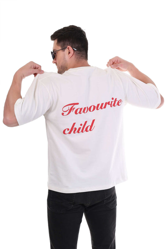 Fun Oversized T-shirt – Favourite Child Back Design in White