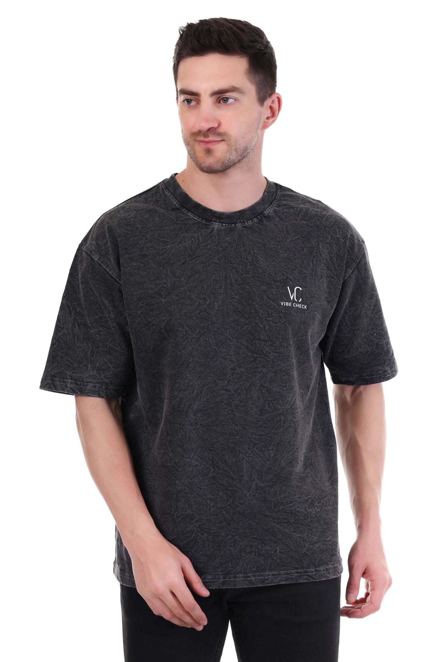 Acid Wash Oversized T-shirt for Men - Relaxed Fit and Heavyweight Cotton