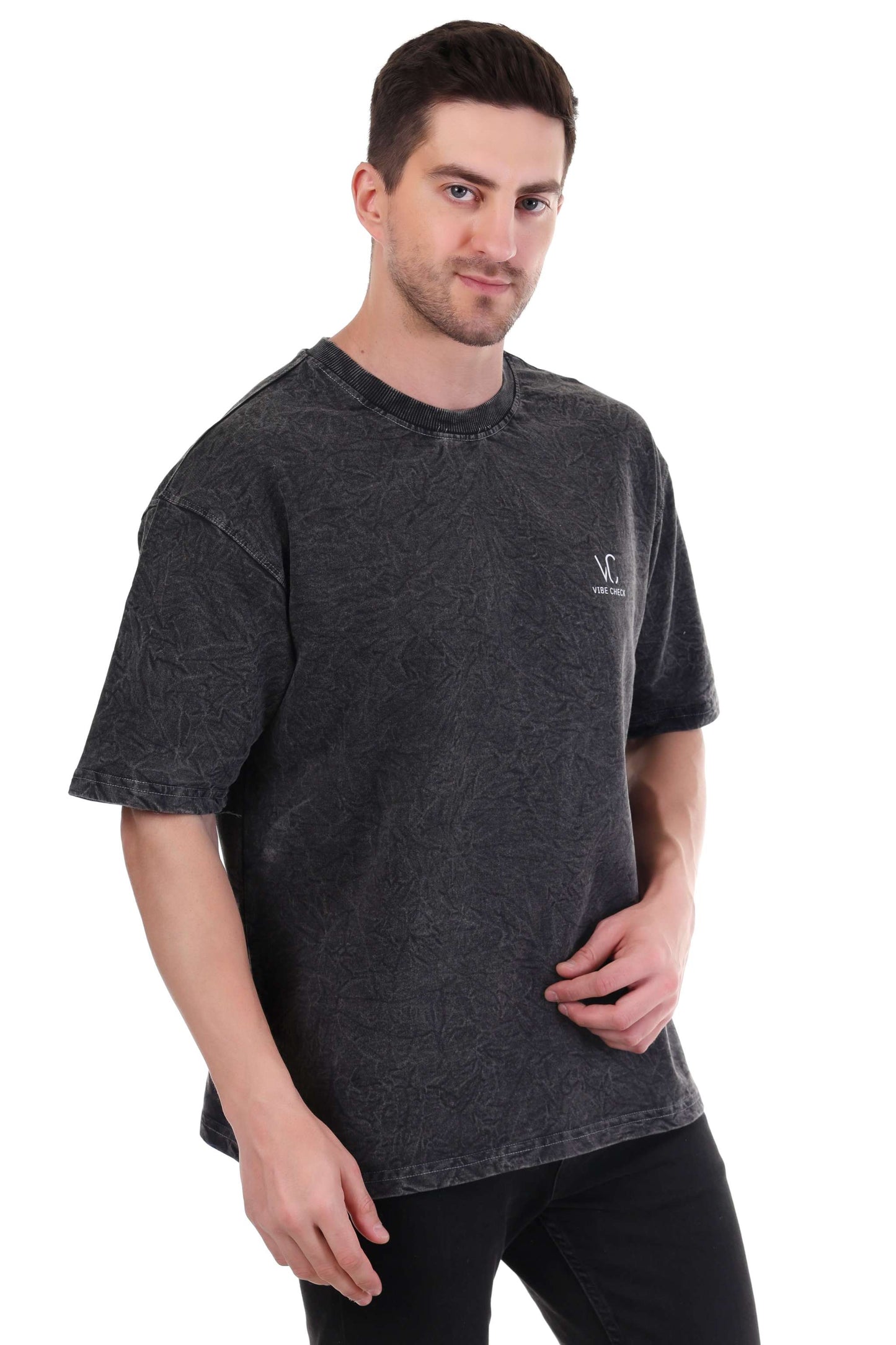 Acid Wash Oversized T-shirt for Men - Relaxed Fit and Heavyweight Cotton