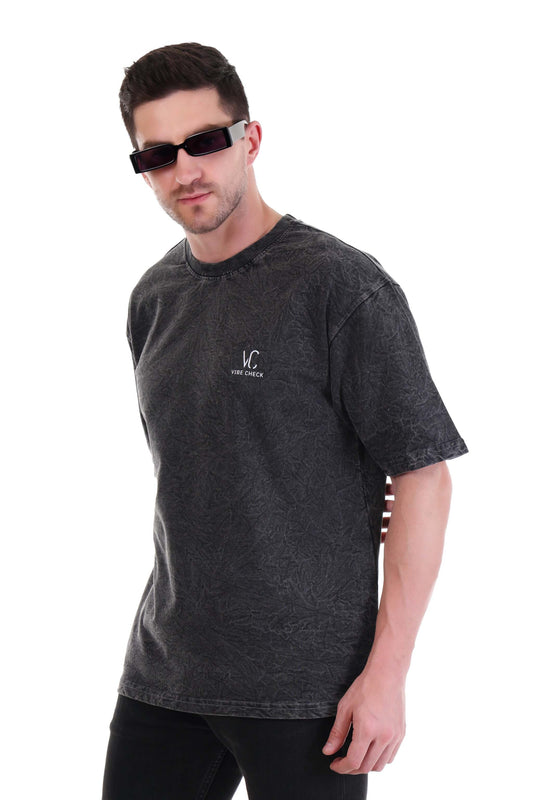 Acid Wash Oversized T-shirt for Men - Relaxed Fit and Heavyweight Cotton